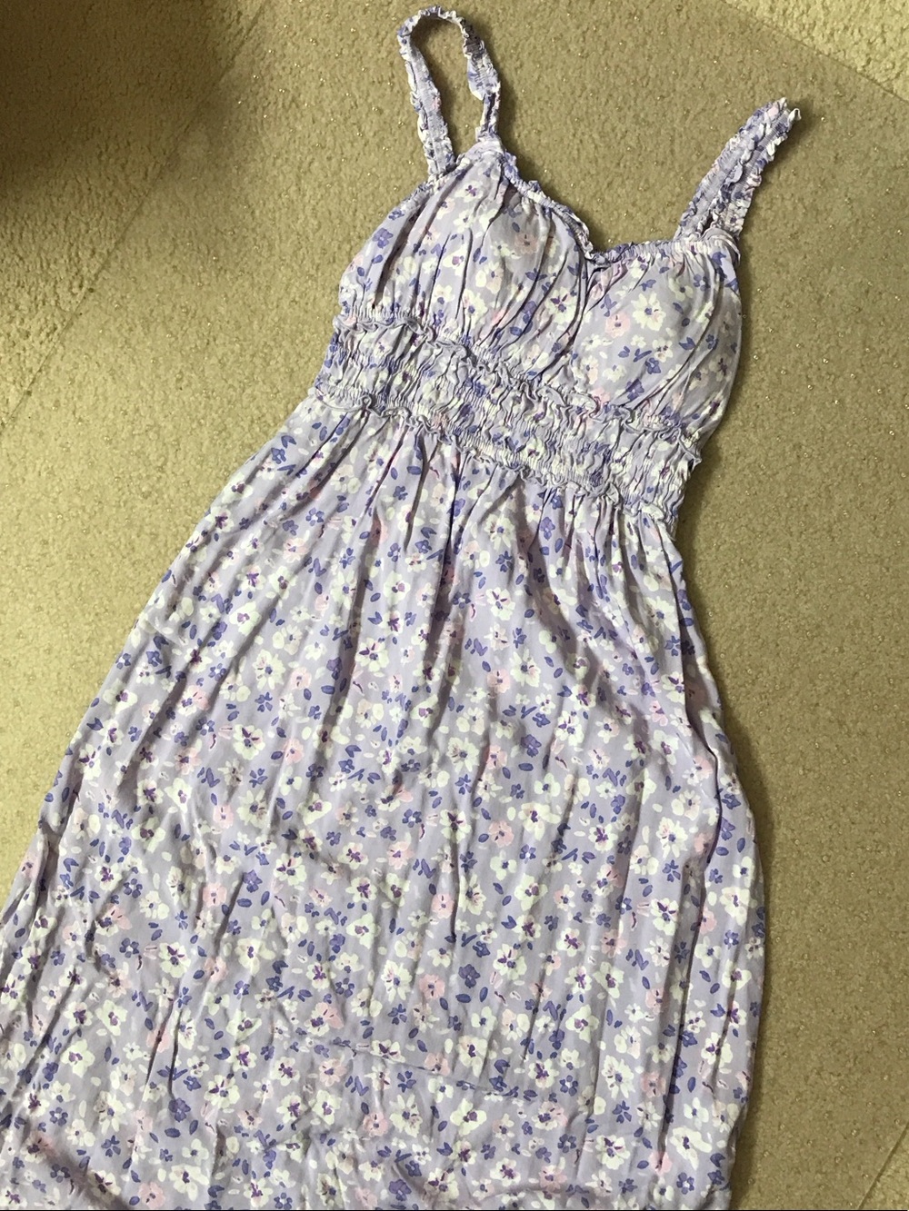No Boundaries Lavender Floral Smocked Casual Dress